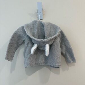 Carter’s Cozy Gray Knit Baby Cardigan with bunny hoodie size 9M